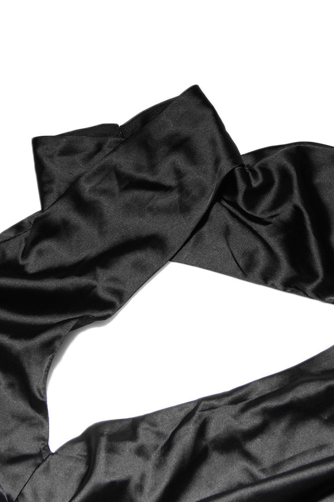 Satin Cowl Neck Long Sleeve Cut Out Ruched Bodycon Dress - View 8