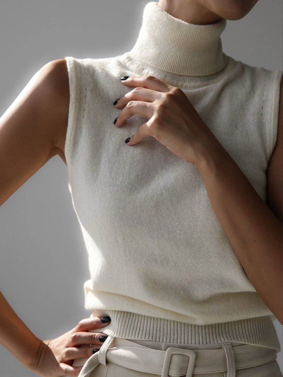 ShoptheCIC Simple Turtleneck Vest Sweater for Effortless Style