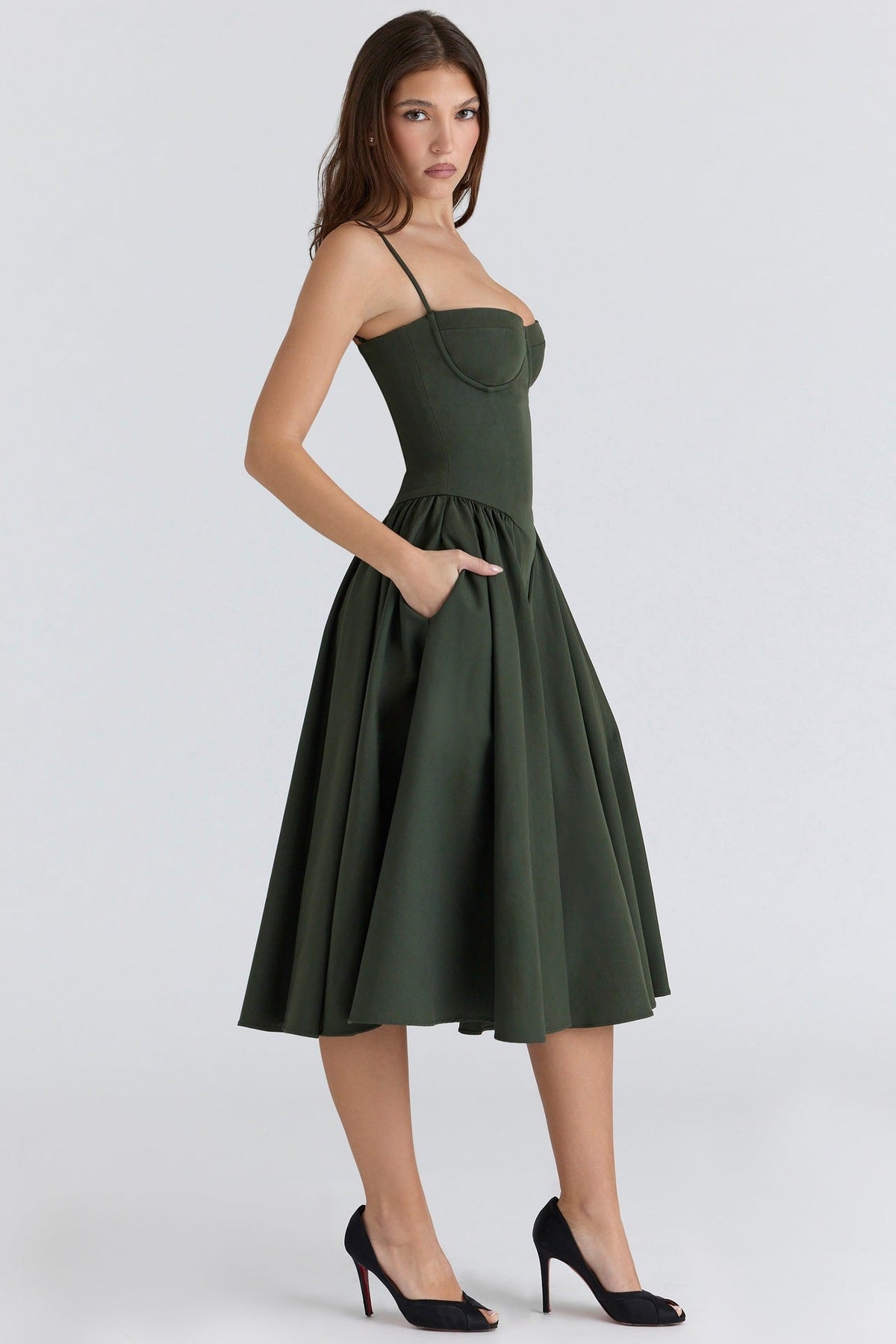 Corset Bustier Fit and Flare Midi Dress 24