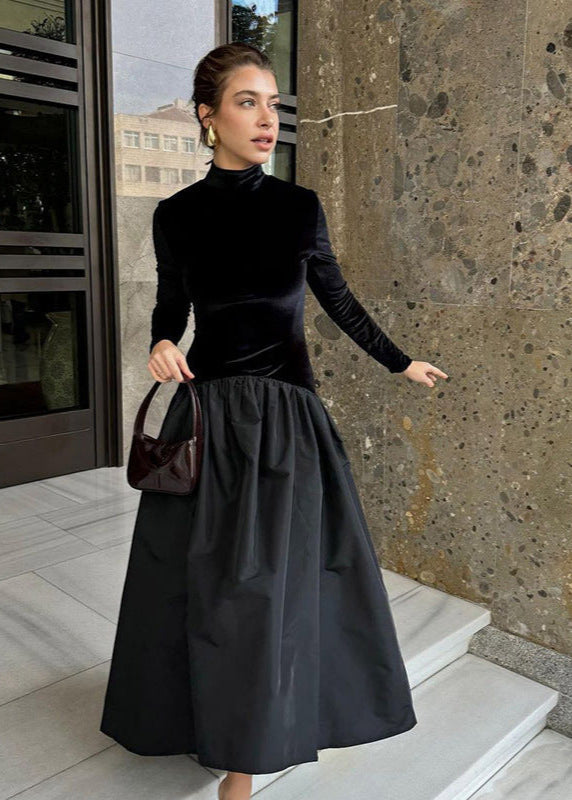 Elise Velvet & Taffeta Maxi Dress - View 2