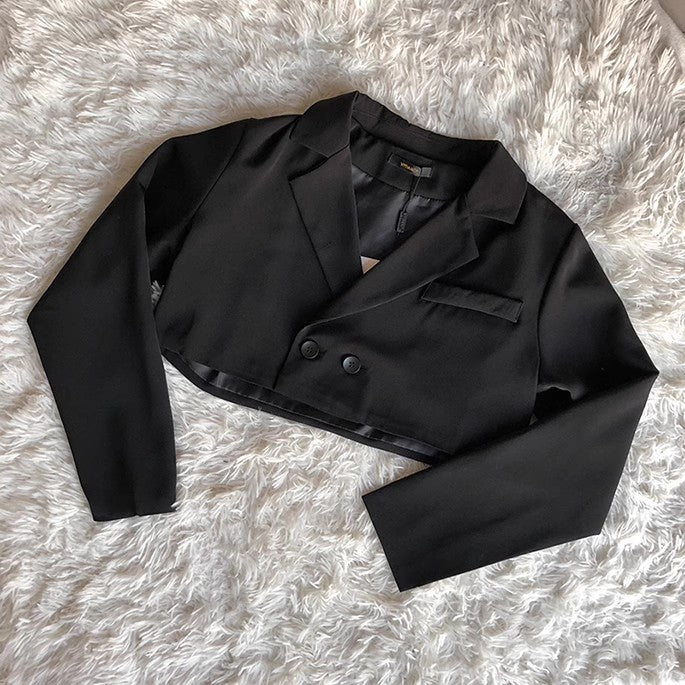 Retro Lapel Neck Crop Blazer Shirt