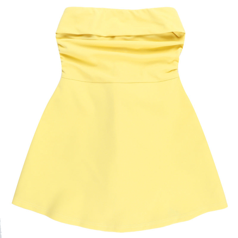 Strapless Ruched Full-Skirt Fit-and-Flare Mini Dress 11