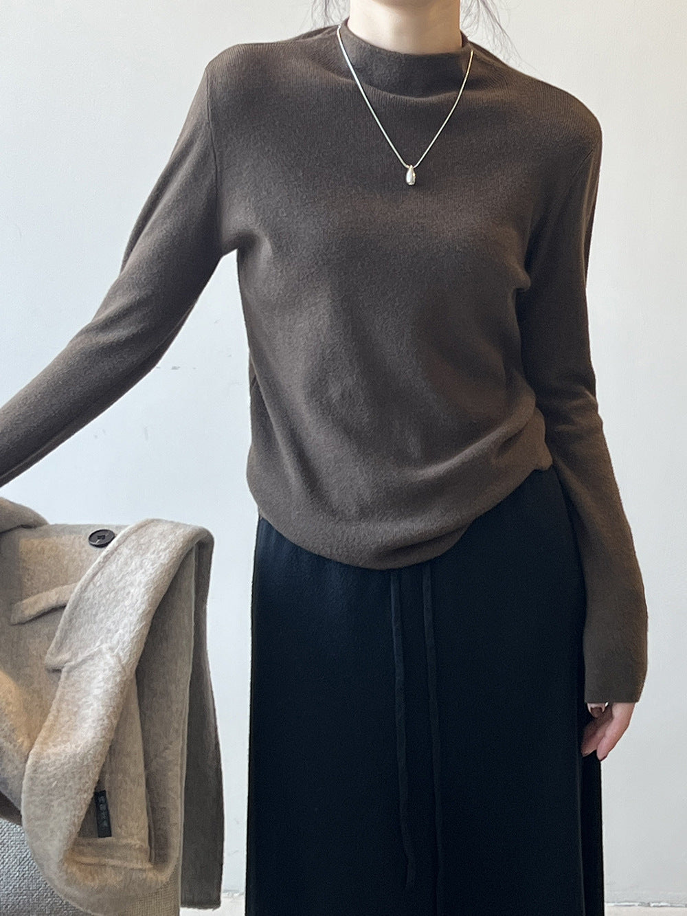 Brushed Soft Touch Half Turtleneck Sweater for Comfort