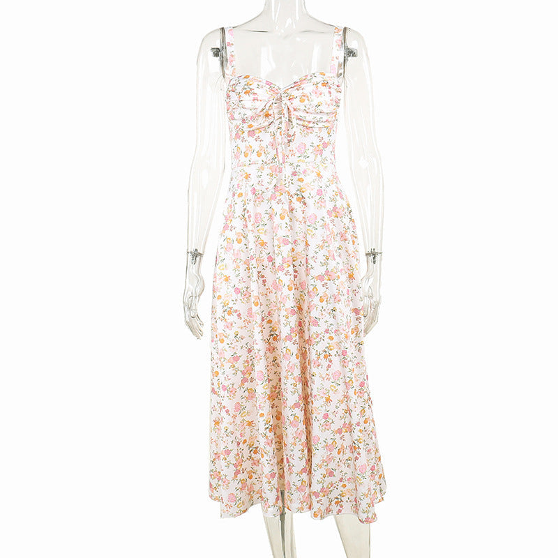 Floral Print Sweetheart Corset Flared Maxi Dress 9