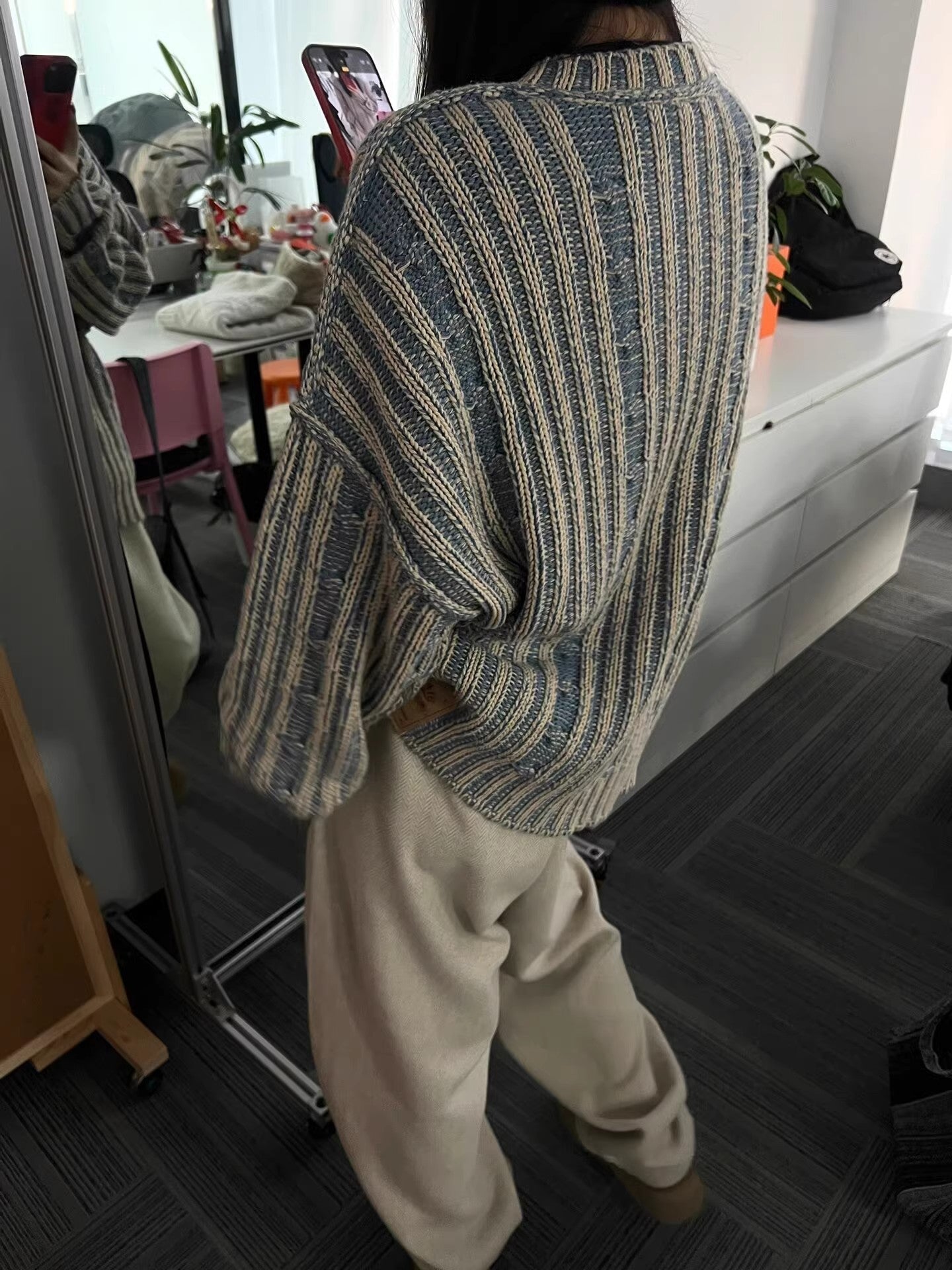 Cozy Retro Striped Loose Sweater for Effortless Style