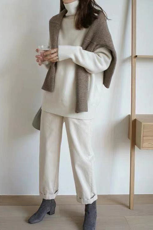 ShoptheCIC Cozy Loose Fit Turtleneck Knitted Sweater