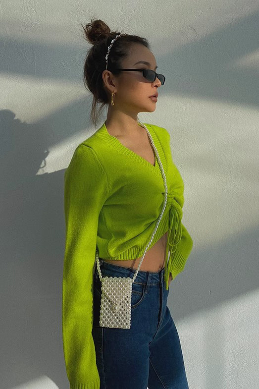 Orro Shop Vintage Drawstring V Neck Sweater for Comfort