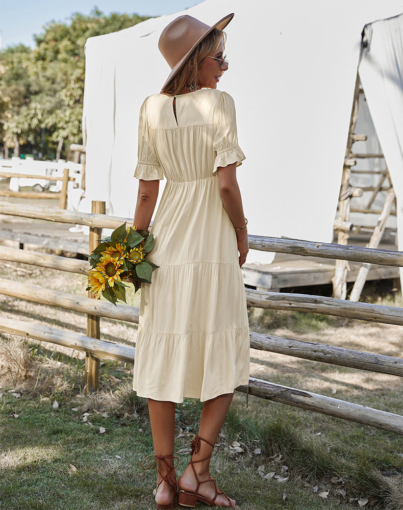 Vinyasa Smocked Swiss Dot Maxi Dress - Fashionpara