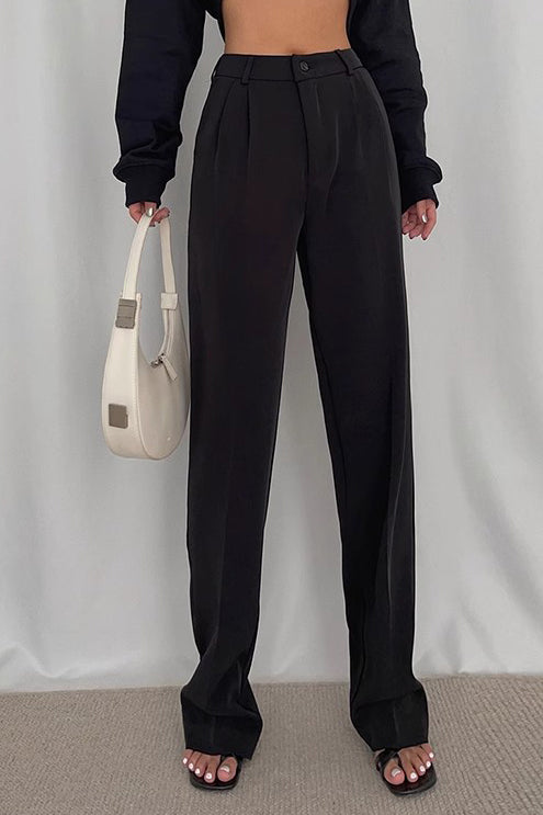 Nature High Waist Straight Leg Slant Pocket Pants