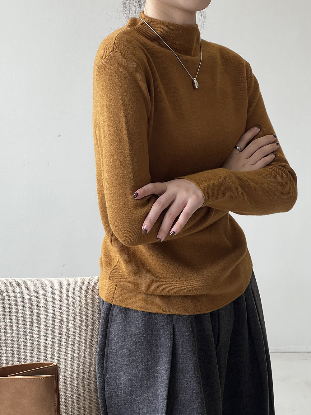 Brushed Soft Touch Half Turtleneck Sweater for Comfort