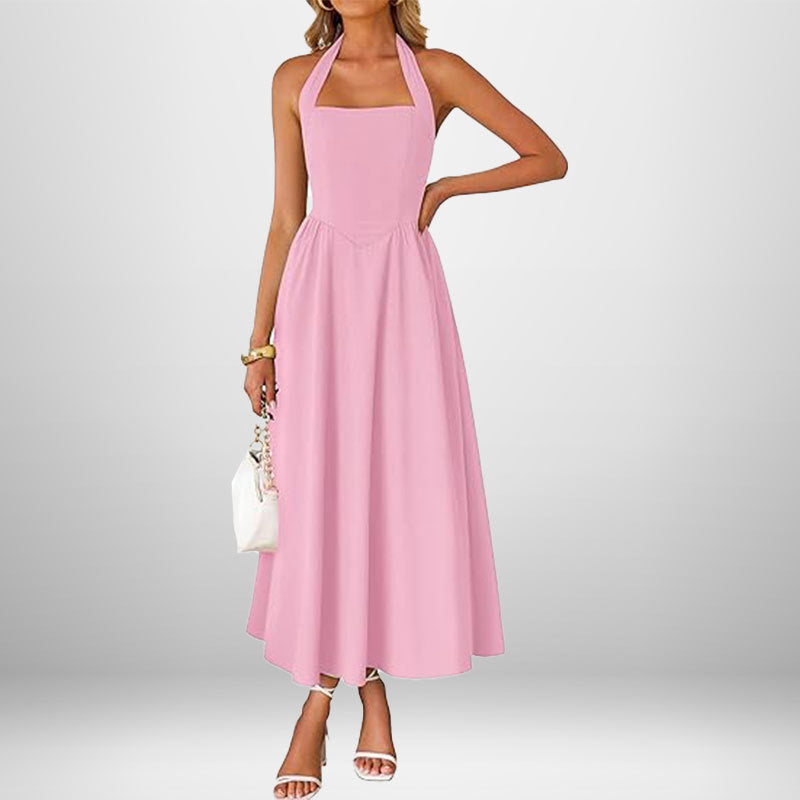 Halter Square Neck Pocket Fit and Flare Midi Dress 5