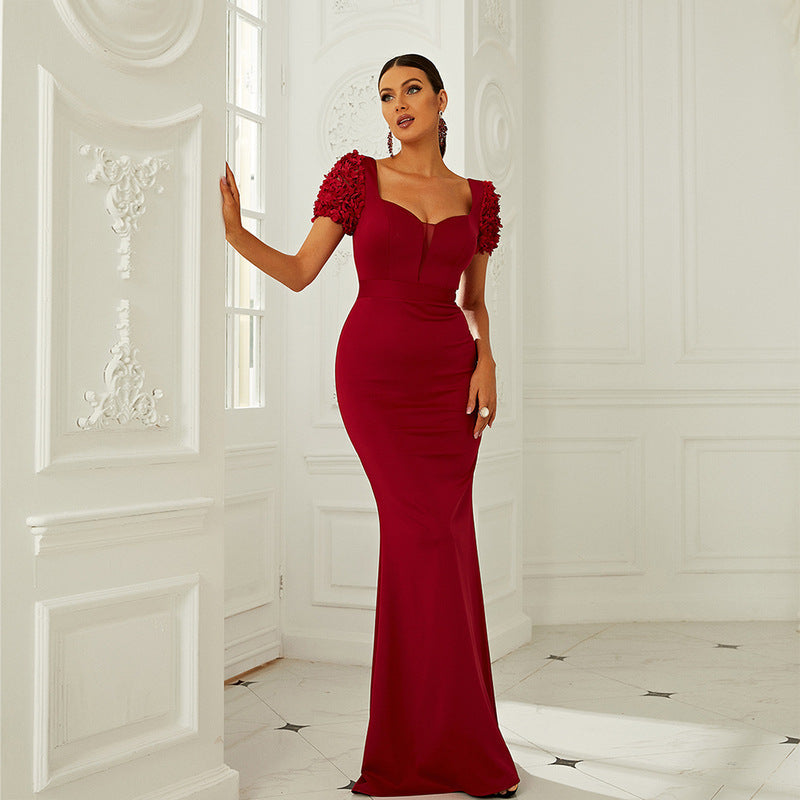 High Waist Short Sleeve Office Tight Midi Dress - View 2