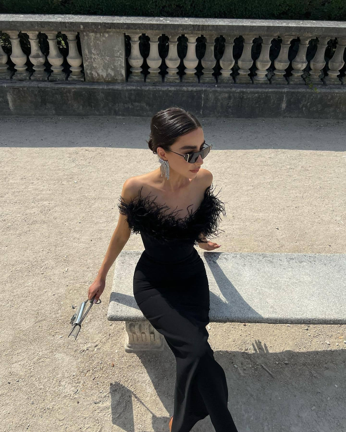 Feather Sweetheart Strapless Bodycon Column Formal Gown - View 4