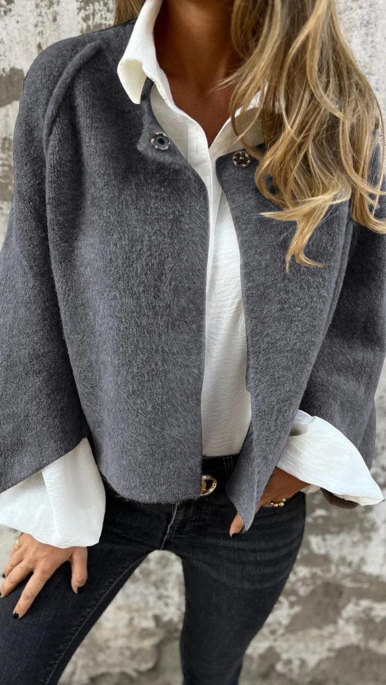 Chic Loose Cashmere Long Sleeve Jacket for Effortless Style