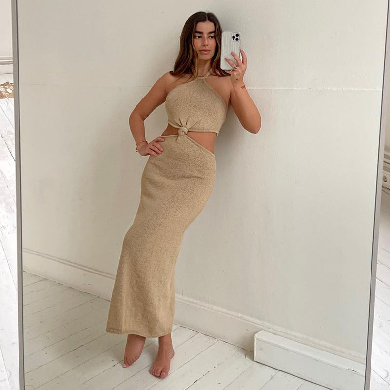 Knit Halter Neck Cut-Out Bodycon Dress