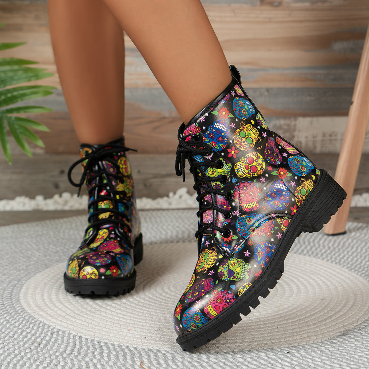 Halloween Cartoon Print Martin Boots