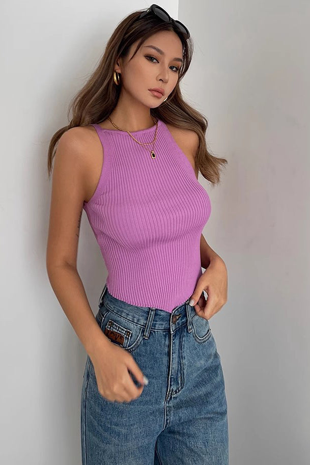 Sexy Sleeveless Ribbed Tank Tops Fitted Cami Tee Shirts