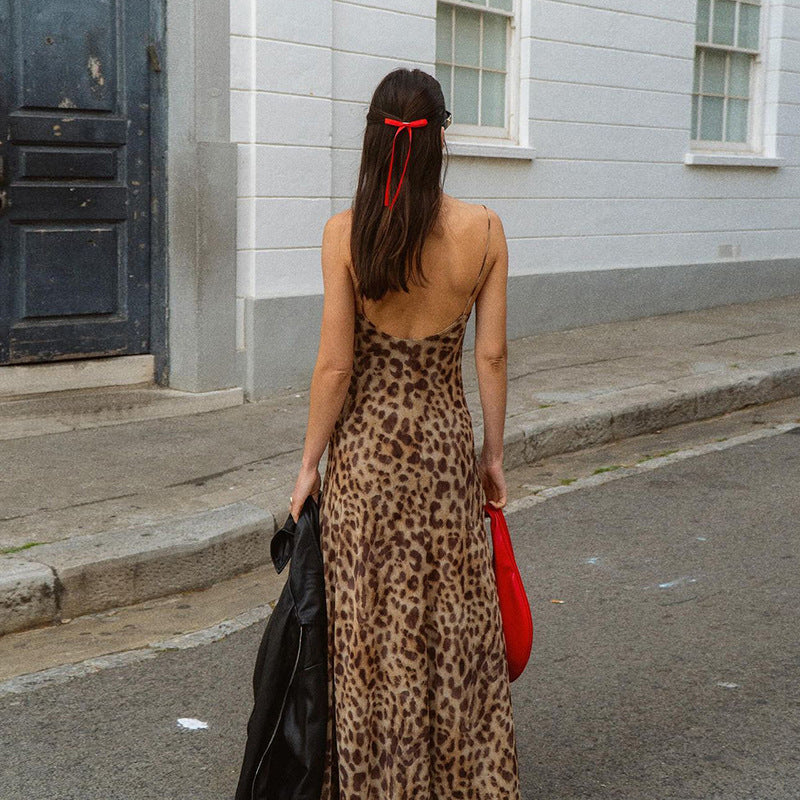 Leopard-Print Cowl-Neck Spaghetti-Strap Slip Maxi Dress 11