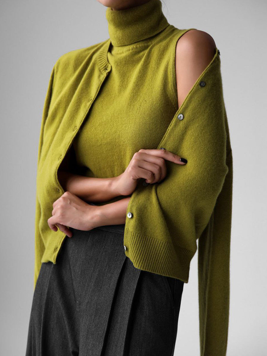 ShoptheCIC Simple Turtleneck Vest Sweater for Effortless Style