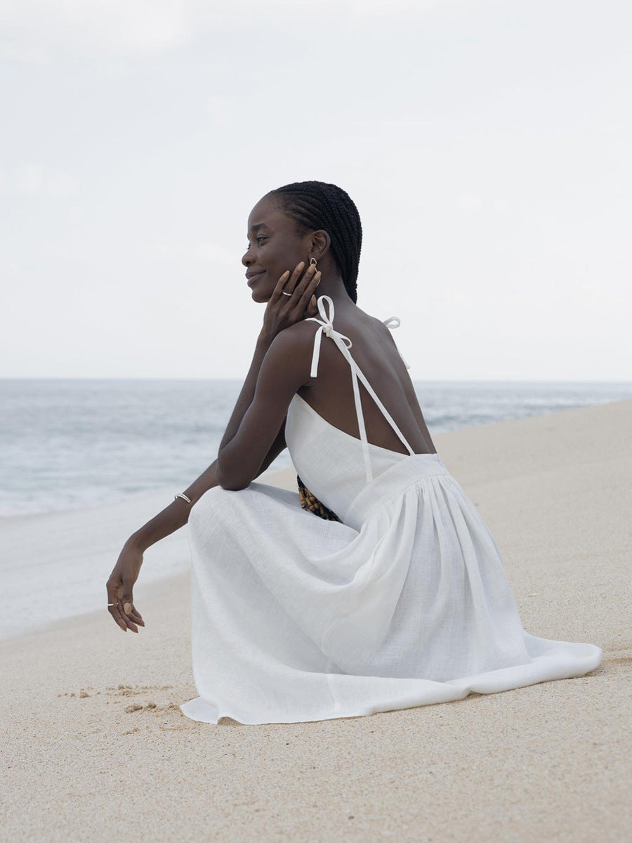 Crochet Cutie Linen Maxi Dress - Fashionpara