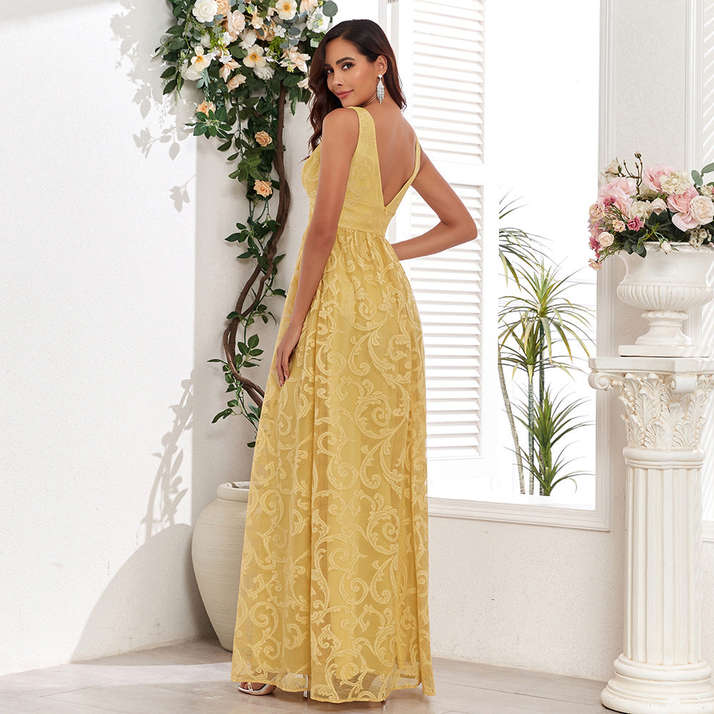 Lace Double V-Neck Sleeveless A-Line Maxi Dress - View 2