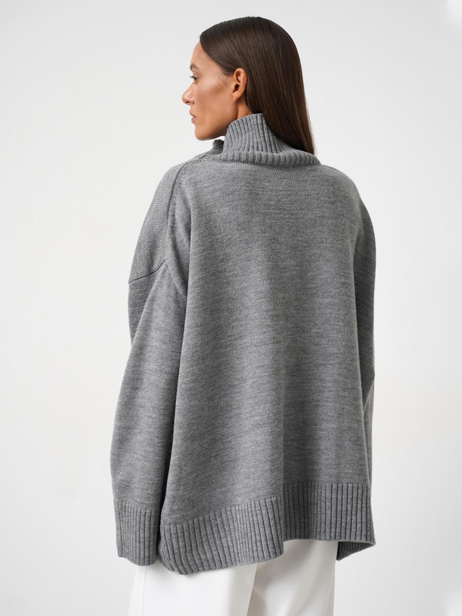 Cozy Solid Color Turtleneck Knitted Pullover Sweater
