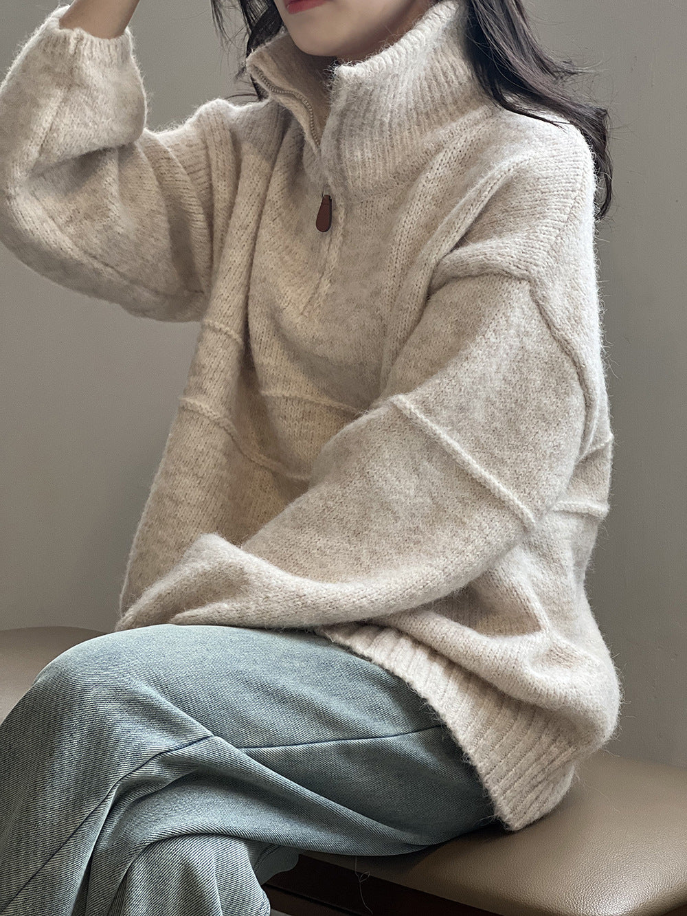 Soft Touch Half-Zip Turtleneck Sweater for Effortless Style