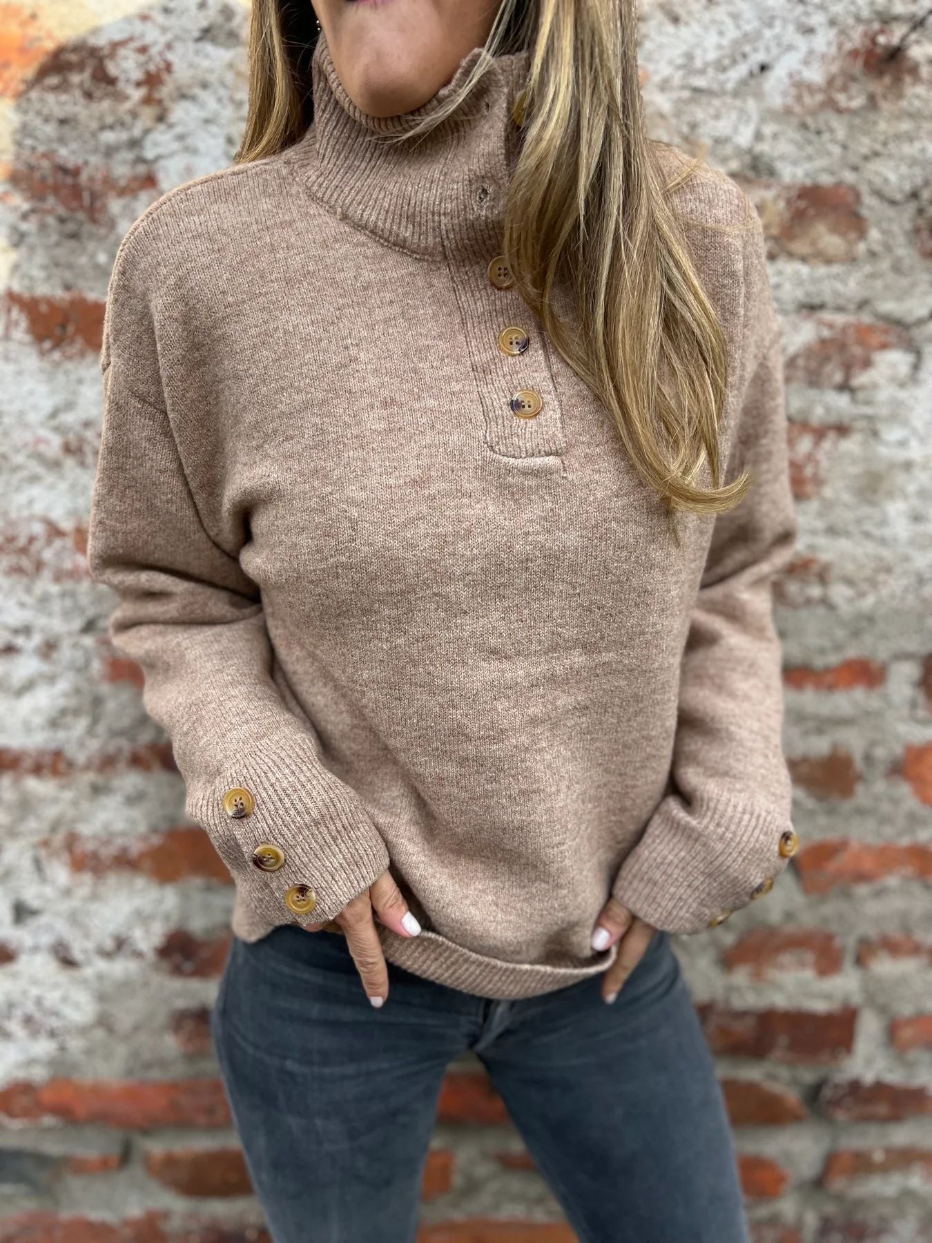 Loose Fit Stand Collar Sweater in Solid Color for Comfort