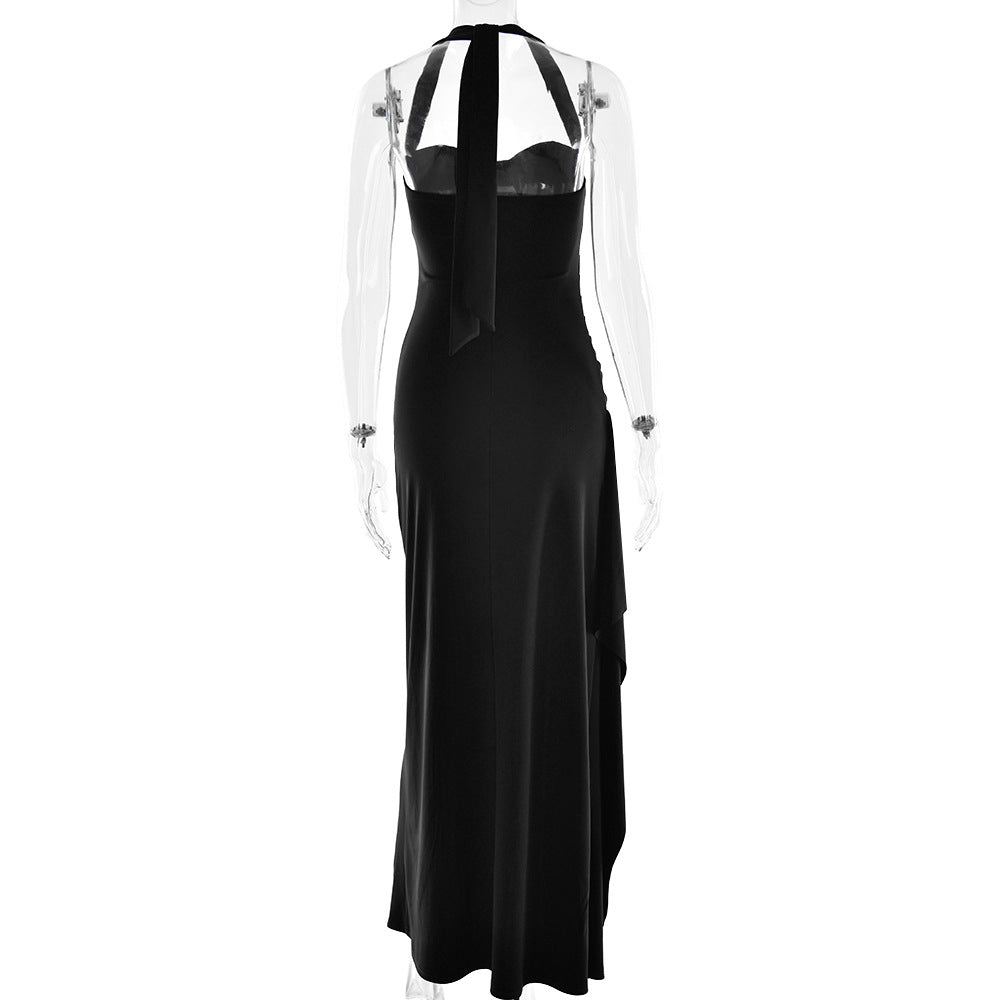Halter Sweetheart Corset Ruched High Slit Maxi Gown 6