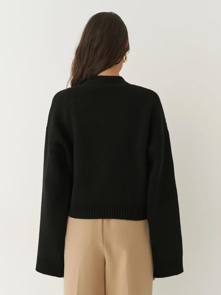 Chic Solid Color V-Neck Loose Knit Cardigan for All Seasons