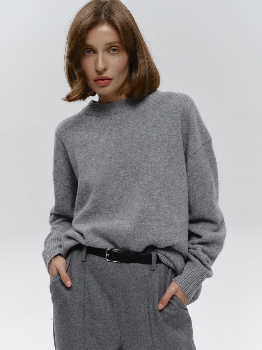 ShoptheCIC Classic Solid Color Knitted Pullover Sweater