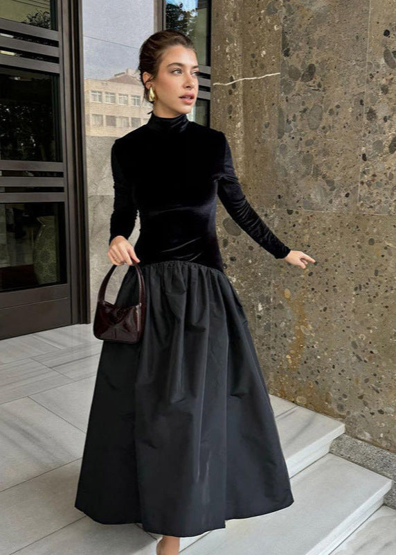 Elise Velvet & Taffeta Maxi Dress - View 5