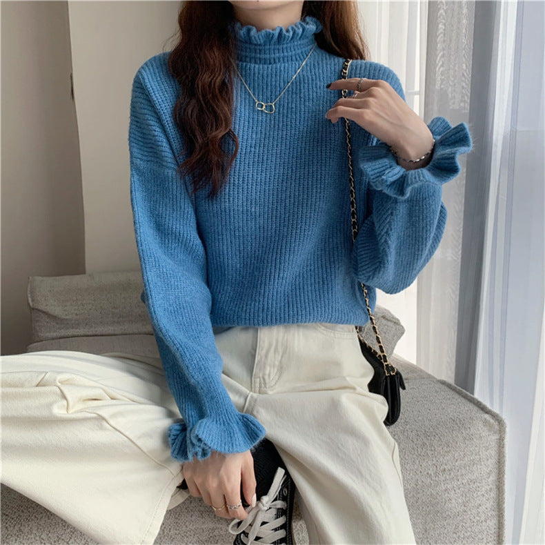 ShoptheCIC Ruffled Half Turtleneck Sweater for Chic Style