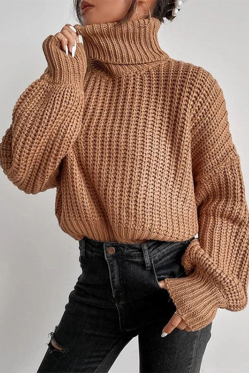 Leave It All Behind Cropped Turtleneck Sweater in Style