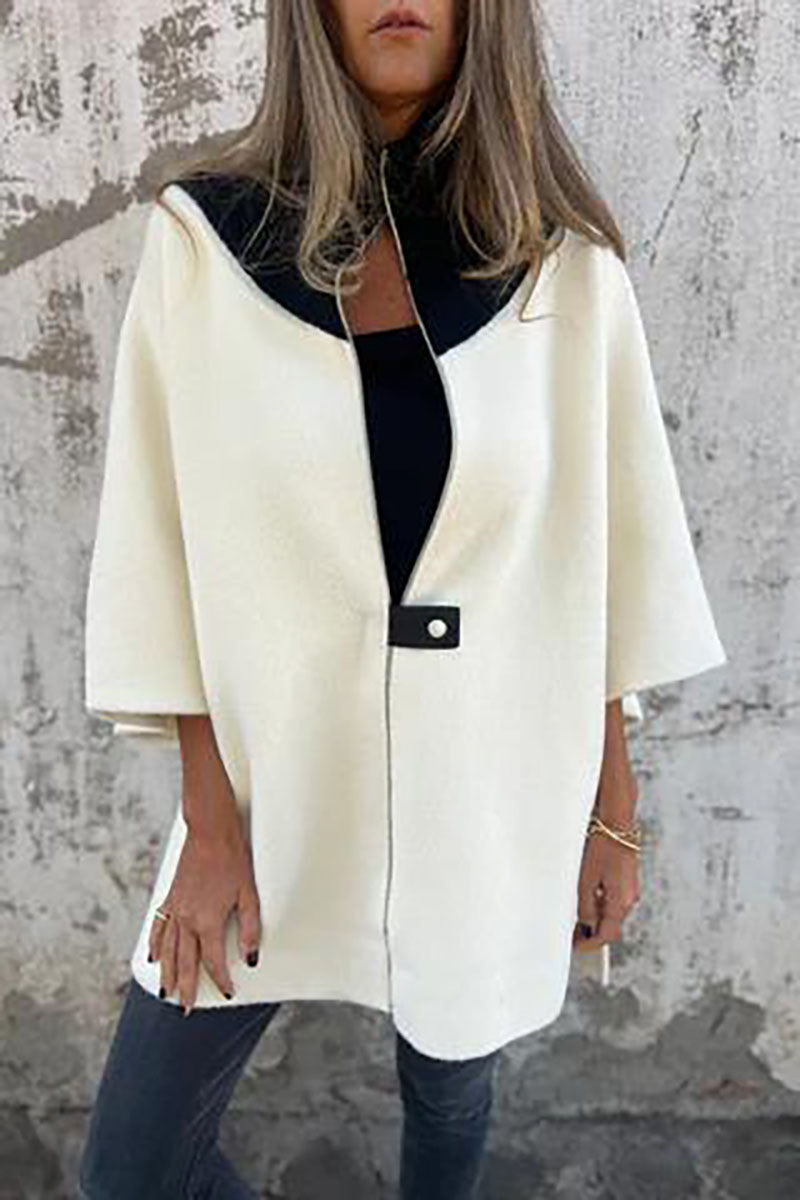 Loose Zip-Up Batwing Jacket with Stand Collar for Comfort