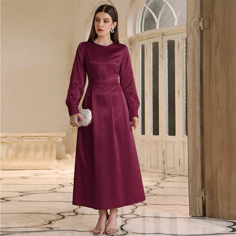 Ladies Casual High Waist Maxi Dress Light Purple Coat Maxi Dress - Fashionpara