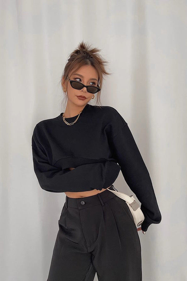 Chic Ribbed Long Sleeve Crop Sweater for Effortless Style