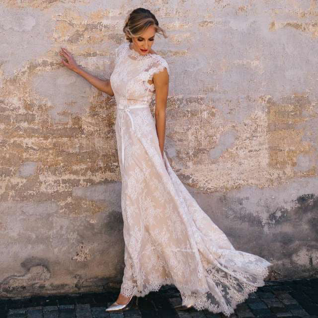 Lace Mermaid Long Train Wedding Dress