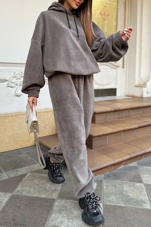 Cozy Campus Crew Polar Fleece Hoodie and Sweatpants Set