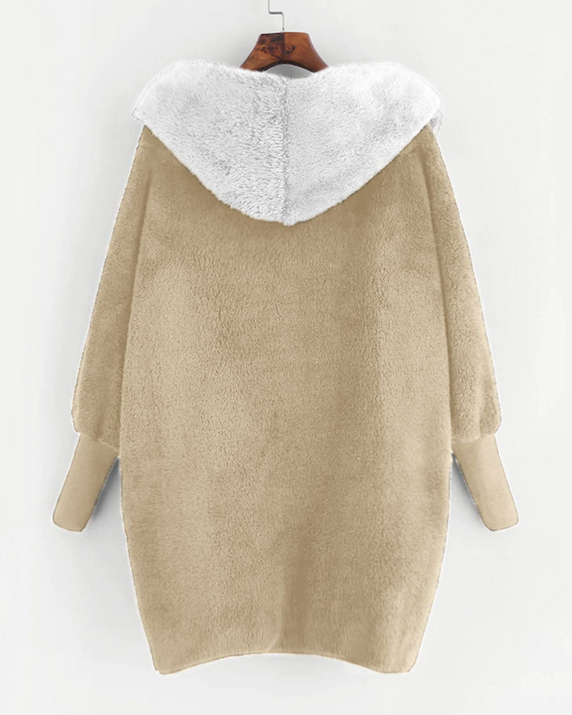 Colorblock double-sided velvet hooded jacket