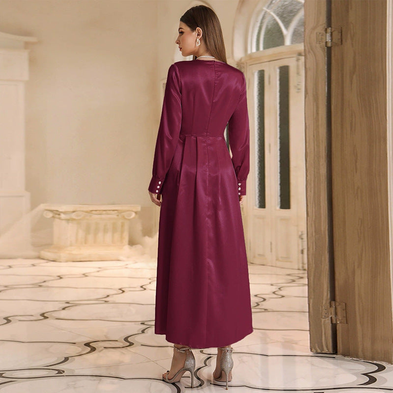 Ladies Casual High Waist Maxi Dress Light Purple Coat Maxi Dress - Fashionpara