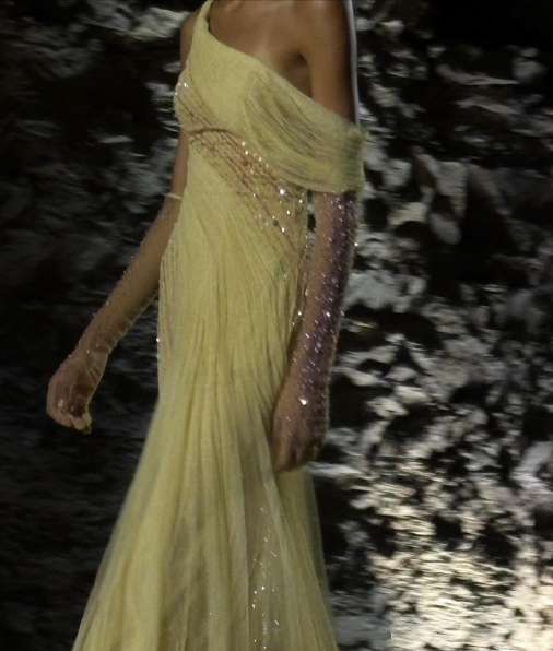 Pretty Tulle Pleated Sequin Mermaid Evening Dress Yellow Long Wedding Guest Dress D1625