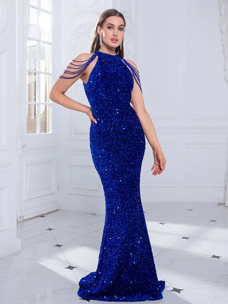Halter Neck Sequin Mermaid Gown