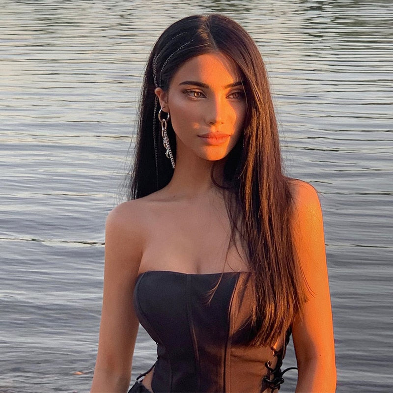 Off Shoulder Strapless Lace Up Corset - Fashionpara