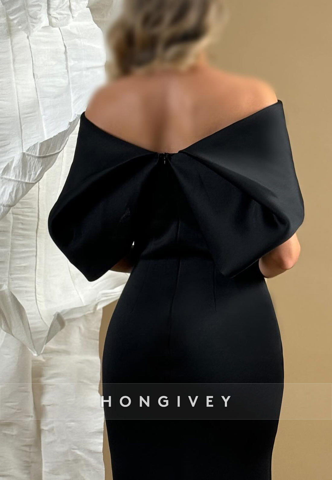 Short Sleeves Sleek Sheath Side Slit Floor-Length Sheath Formal Dress