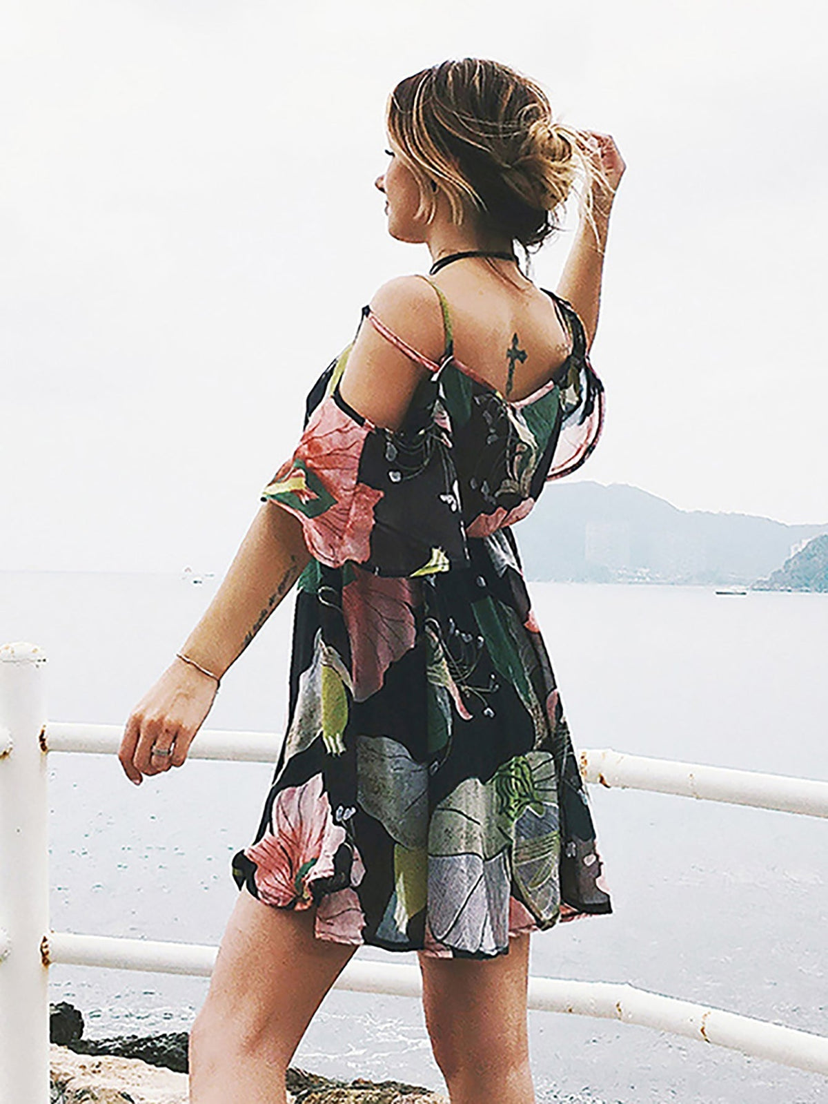 KittenAlarm - Off shoulder Floral Printed dress