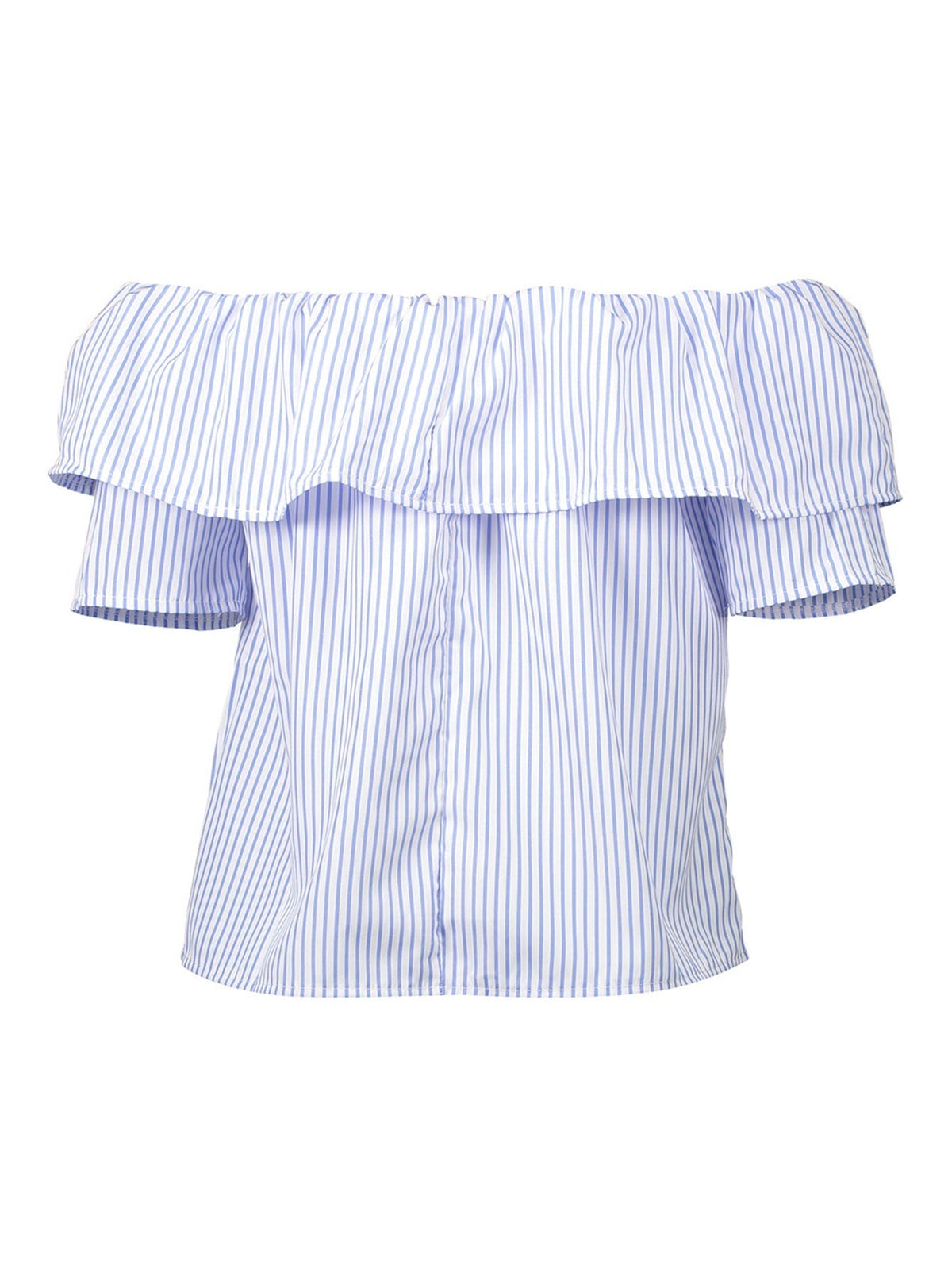 KittenAlarm - Off shoulder embroidered rose STRIPE T-shirt