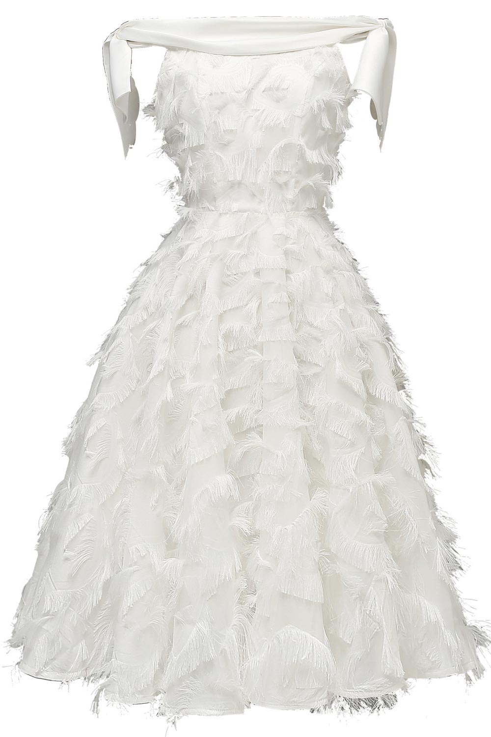 Off-the-shoulder Sleeveless Tasseled Cocktail Dress - Mislish