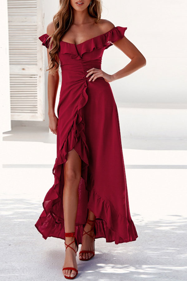 Sexy Off Shoulder Ruched Prom Dress - Mislish