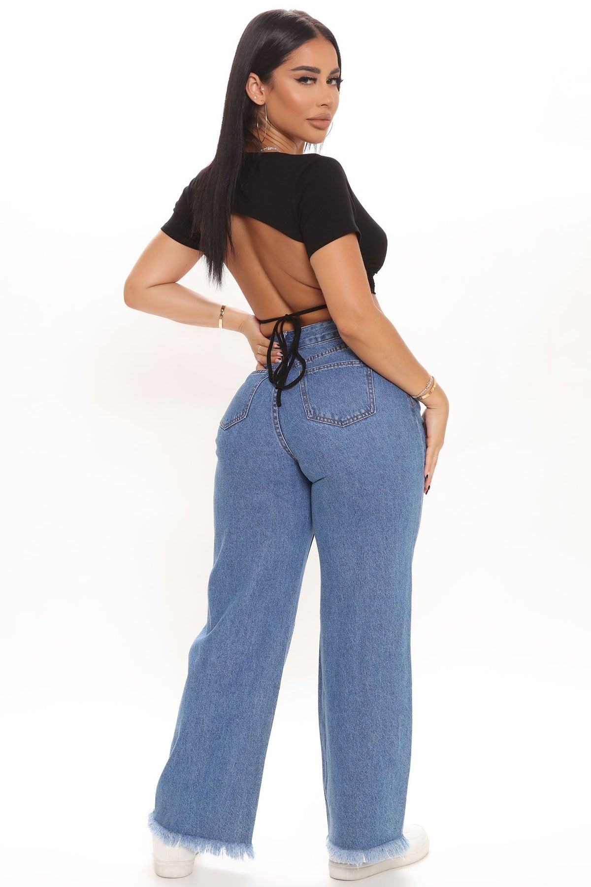 KittenAlarm - On Butterfly Wings Straight Leg Jeans - Medium Blue Wash